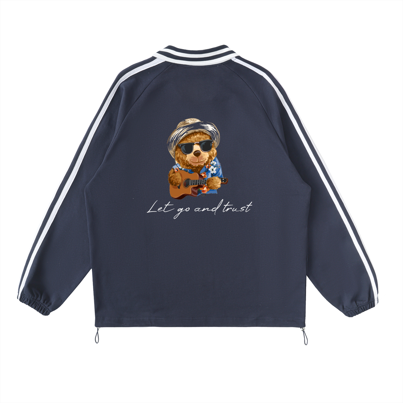 “Let go and trust” Striped Lapel Collar Sweatshirt