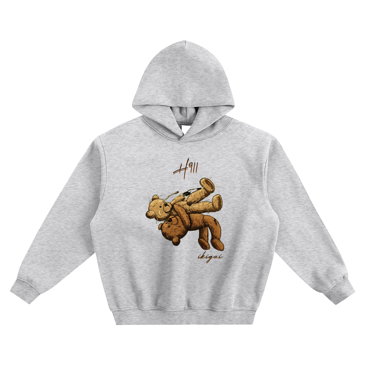 ikigai Bear Fleeced Boxy Hoodie