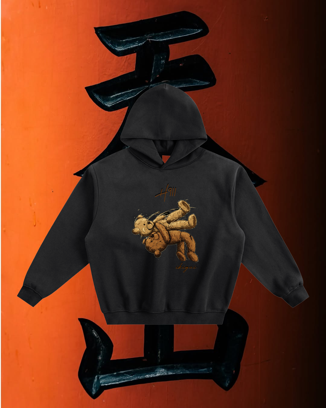 ikigai Bear Fleeced Boxy Hoodie