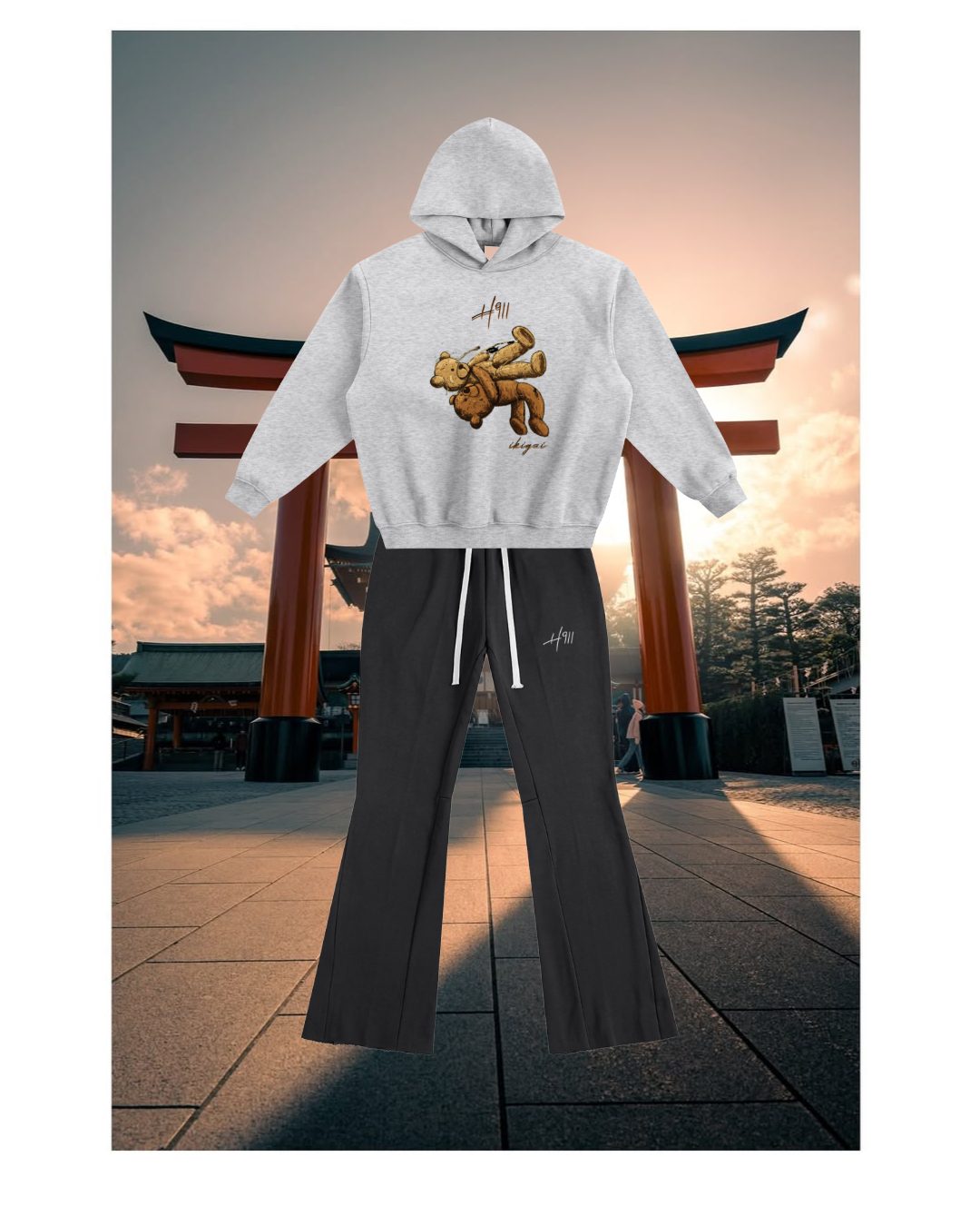 ikigai Bear Fleeced Boxy Hoodie