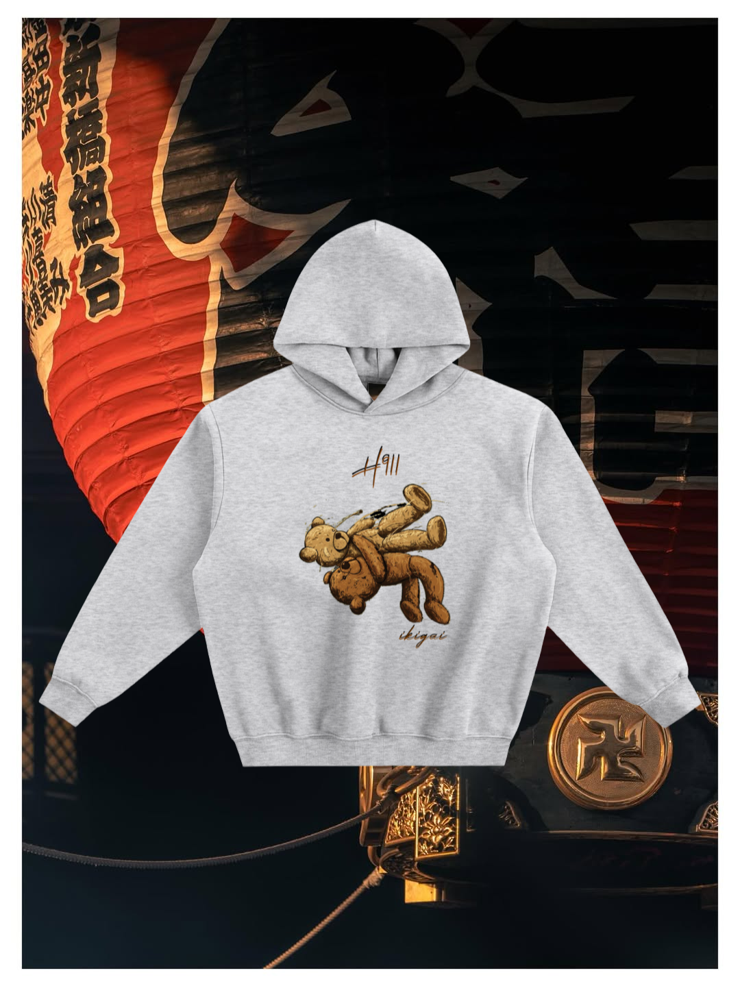 ikigai Bear Fleeced Boxy Hoodie