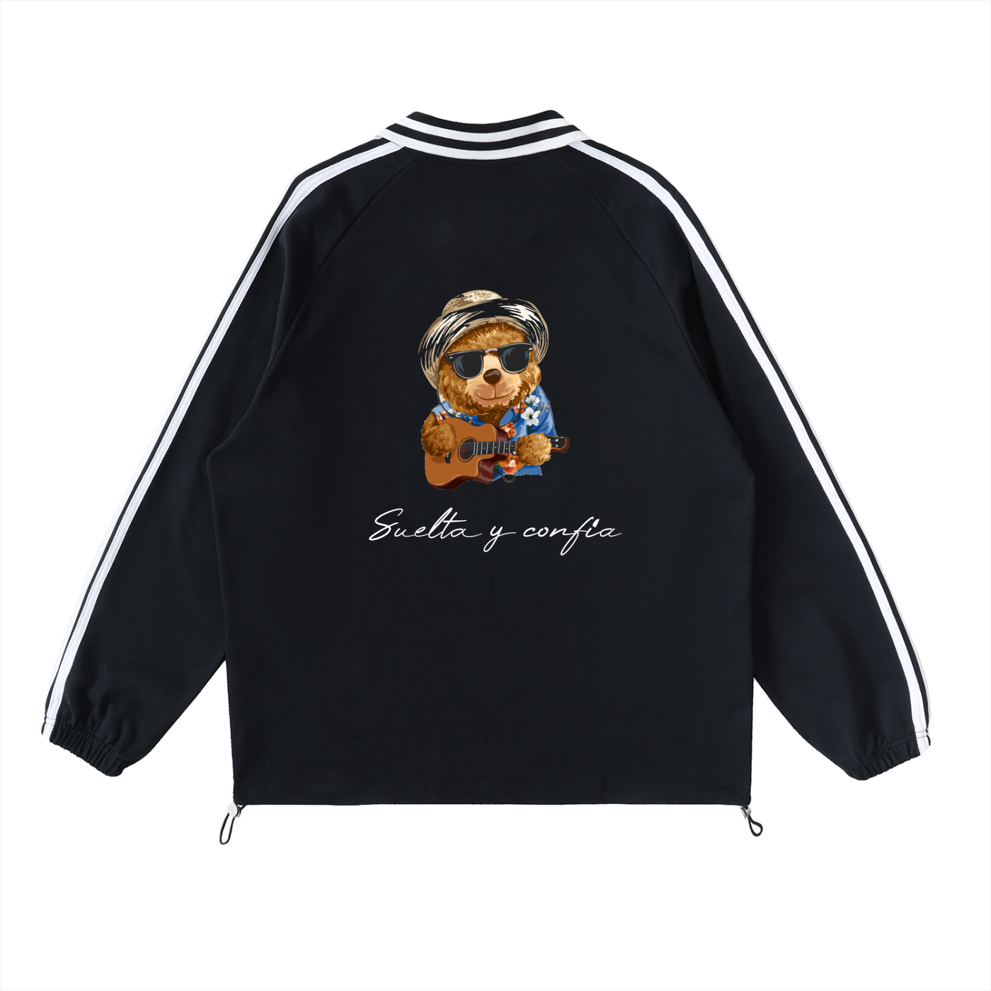 “Suelta y confía”- Striped Lapel Collar Sweatshirt
