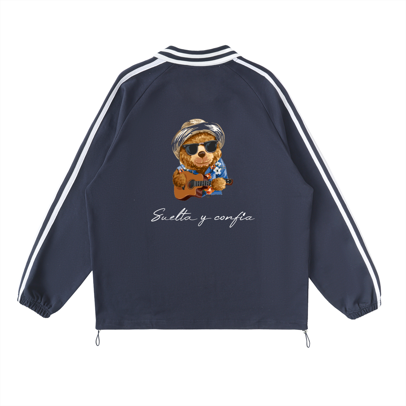 “Suelta y confía”- Striped Lapel Collar Sweatshirt