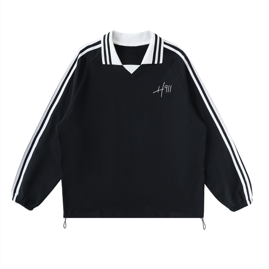 “Suelta y confía”- Striped Lapel Collar Sweatshirt