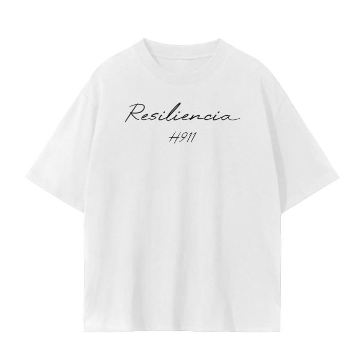 Camiseta H911 Colección RESILIENCIA, Color Blanco, Unisex.