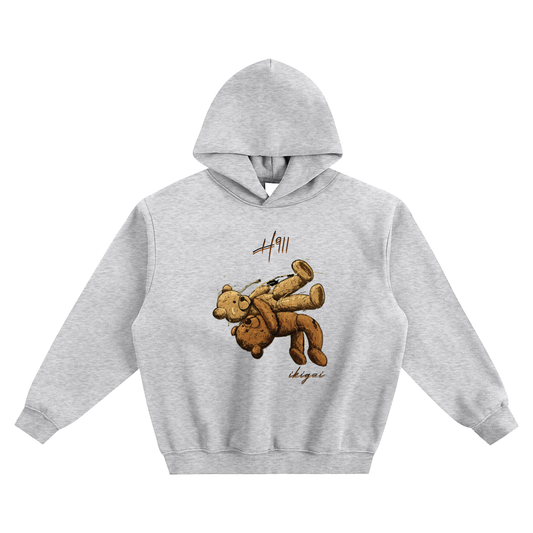 ikigai Bear Fleeced Boxy Hoodie