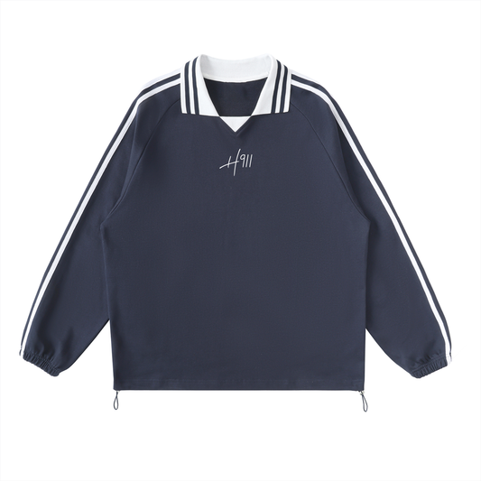 “Let go and trust” Striped Lapel Collar Sweatshirt